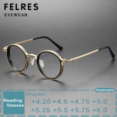 Men Metal Anti Blue Light Reading Glasses High Strength Readers +4.5 +5.0 +6.0