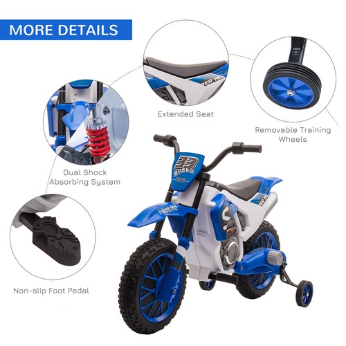 Aosom 12V Kids Motorcycle Dirt Bike Electric Battery-Powered Ride-On Toy Off-roa - Picture 7 of 11