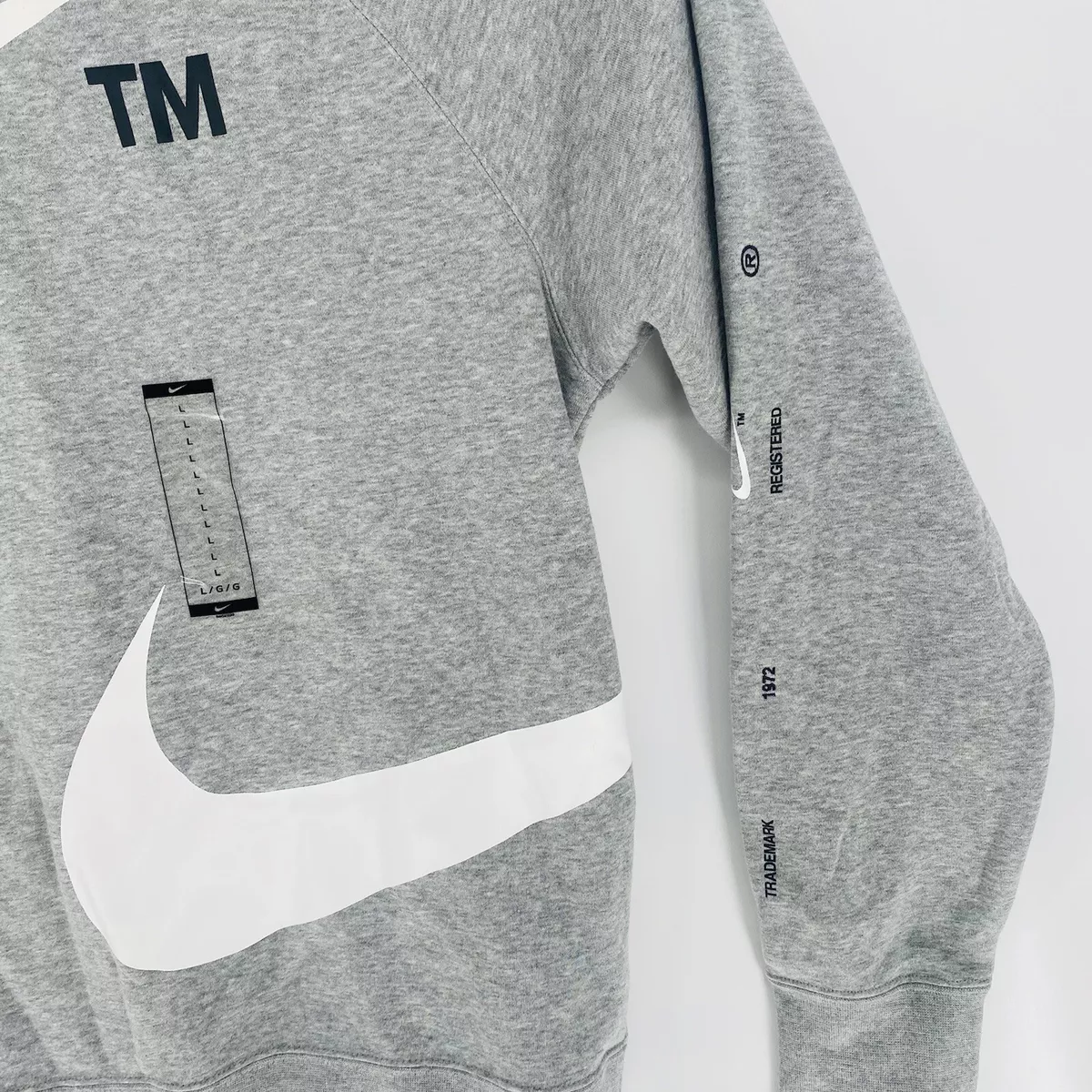 New Nike wrap around swoosh TM logo Crewneck sweatshirt grey