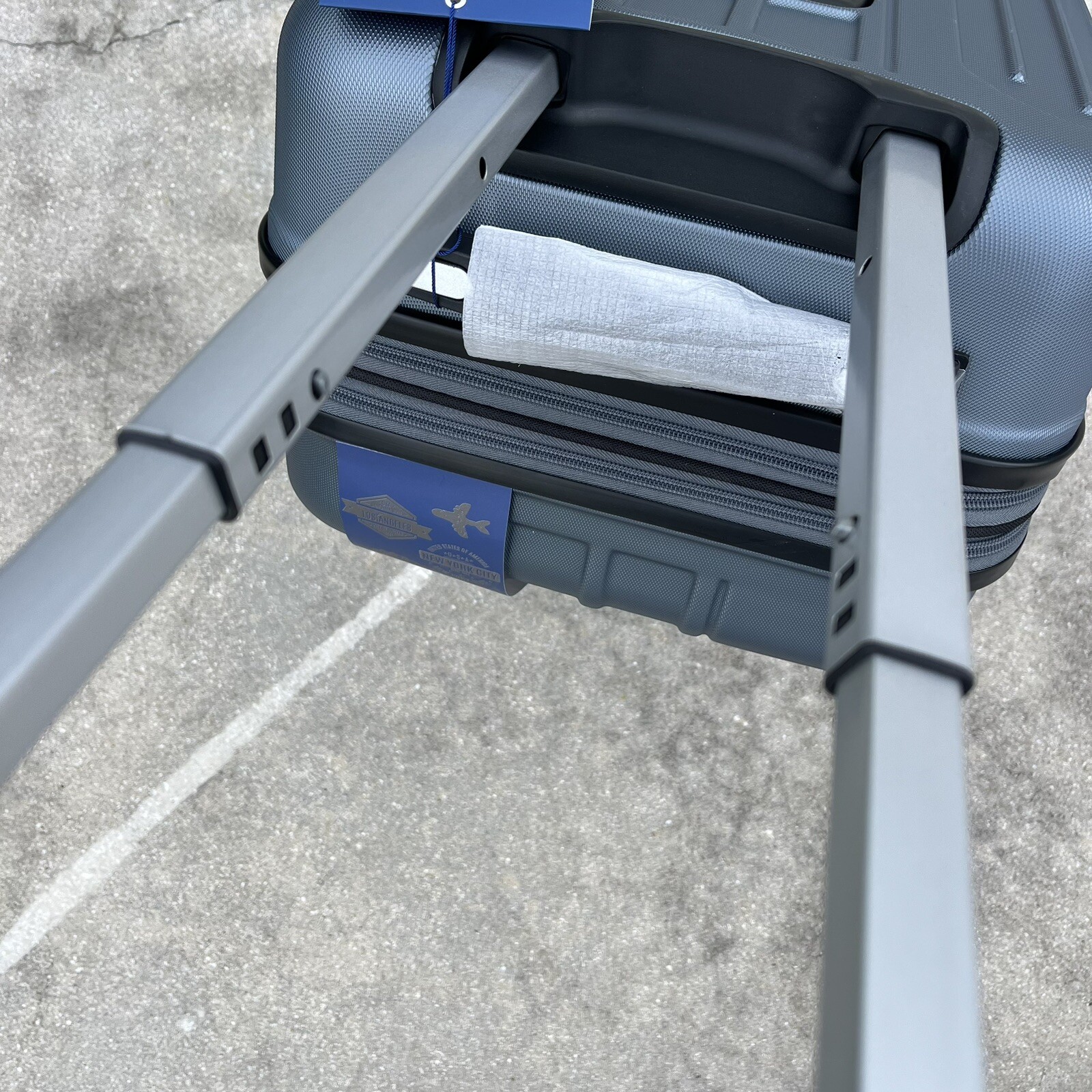 New Gabbiano Iron Gray Carry On Luggage w/ Cup Holder 8 Wheels 20 X 14