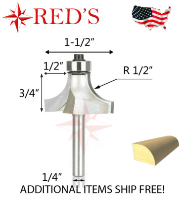 Tideway Carbide PRO LC06021604 1/2'' Radius Round Over 1/4'' shank router bit