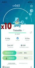 10x Totodile Pokemon Bundle !! Good Chance of Lucky and Good IVs !! Go
