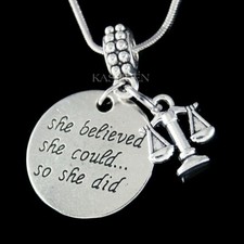 Law School Graduate Graduation Gifts ~Scales of Justice Lawyer Attorney Necklace