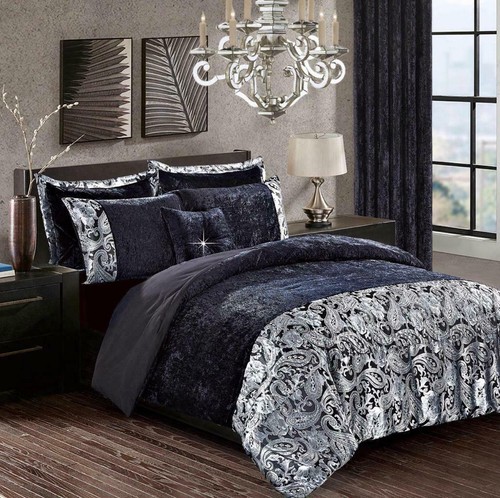 Luxury Crushed Velvet Duvet Cover Quilt Soft Cosy Bedding Set & Pillowcases All* - Picture 28 of 47