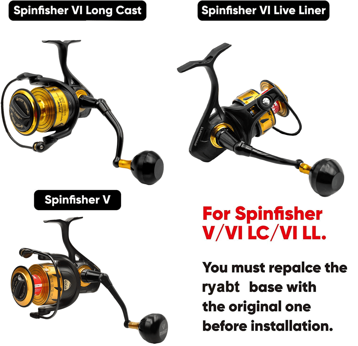 Gomexus Poignée d'alimentation compatible avec les roues Shimano Daiwa Baitcasting 90 mm