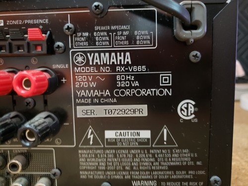 USED - Yamaha RX-V665 7.2 Channel Stereo - Tested Power On Only - Picture 4 of 6