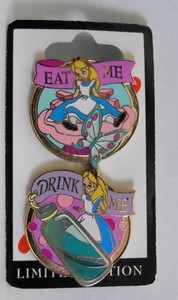 Disney Alice In Wonderland Eat Me Drink Me Mushroom Bottle 11 Le 2 Pin Set Ebay