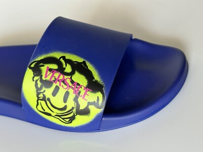 Versace★素敵！Smiley Medusa Slides Sandals Blue/Lime Versace Smiley Medusa Slides Sandals Blue/Lime 11 US (44 Eu