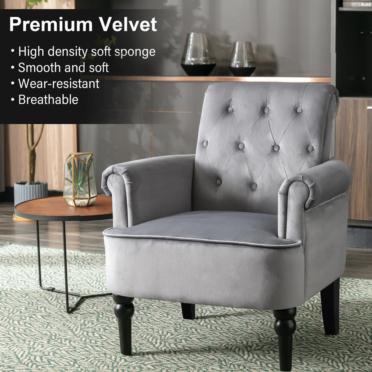 Modern Accent Tufted Button Upholstered Tall Back Velvet Reading