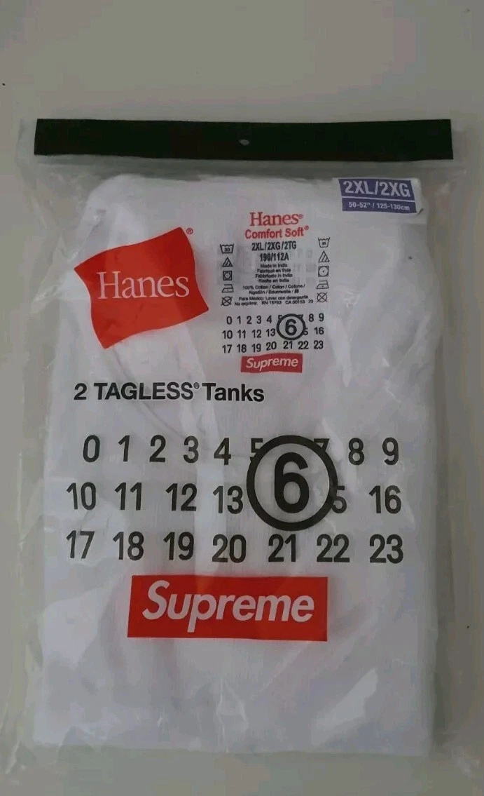 SS24 Supreme X MM6 Maison Margiel Hanes T Shirt (2 Packung) Weißes Größe XXL 2XL