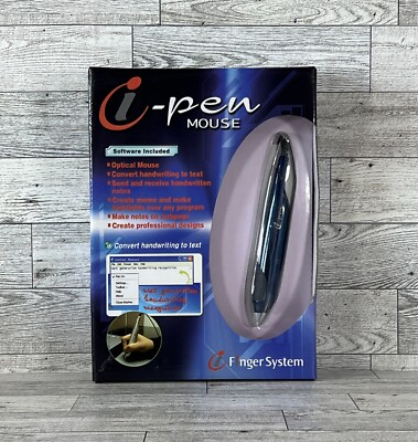Vintage i-Finger System i-Pen Optical Mouse With Software USB Model FM-100BN NEW