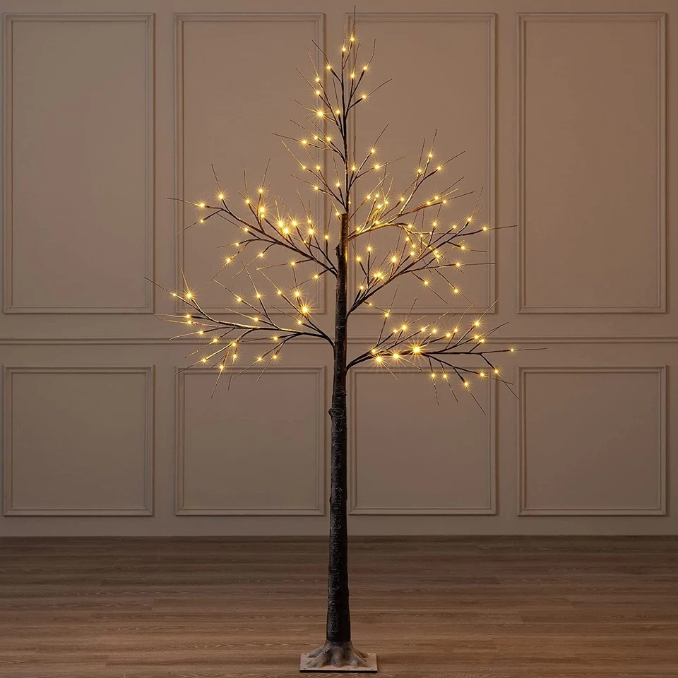 TRENDI 6ft Snowy Effect Warm White Twig Tree Pre-lit 96 LED XMAS Lights Indoor/Outdoor