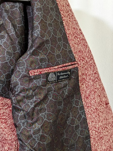 Vintage 70s Mod Red Tweed Geometric Sports Blazer Jacket 40 Richard's Greenwich - Picture 6 of 7