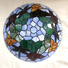 Tiffany Style Replacement Glass Insert Uplighter Shade Dragonflies Flowers 37cm