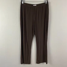 Attitudes by Renee Wide Leg Pull On Pants Size 2X Brown Jersey