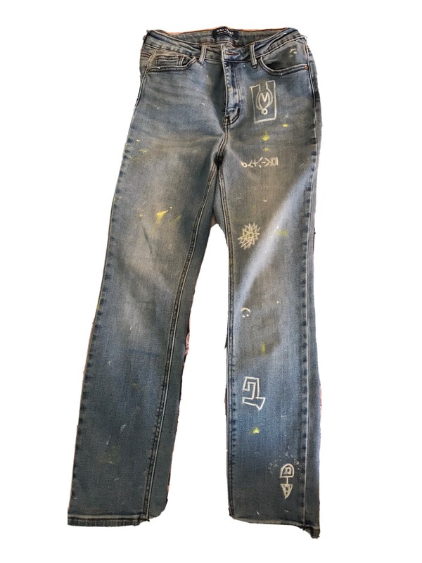 Absodeitly Custom 7/28 Wax Jeans Light Blue Straight Leg Jeans (L1)