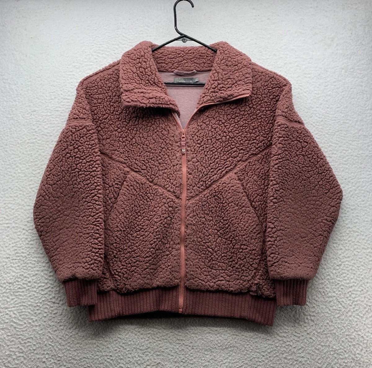 PrAna Sherpa Fleece Jacket Womens Medium M Full Zip Red Maroon Deep Pile  Outdoor