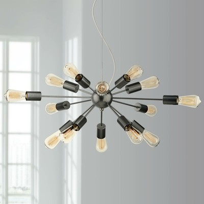 Gunmetal Sputnik Large Pendant Chandelier 33 Modern 15 Light