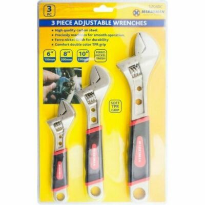 3 STCK. VERSTELLBARER SCHLÜSSEL MIT GUMMIGRIFF SCHRAUBENSCHLÜSSEL SET 6 ZOLL 8 ZOLL 10 ZOLL 150 MM 200 MM 250 MM 