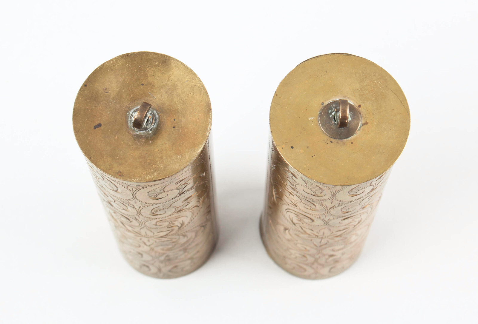 Matching pair engraved Vienna regulator clock weights 1890 Original