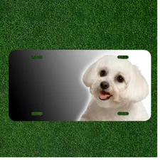 Custom Personalized License Plate Auto Tag With Maltese Dog Breed Add Names