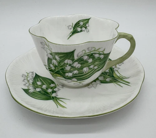 Shelley Bone China Lily of the Valley Cup & Saucer Vintage Discontinued - 1960s