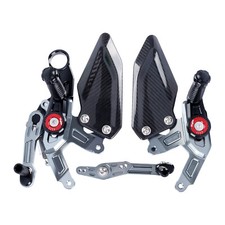 Black Adjustable Rearset Foot Peg Footrest Fi...