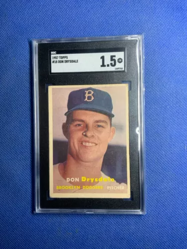 1957 Topps #18 DON DRYSDALE RC SGC 1.5  Dodgers HOF Rookie