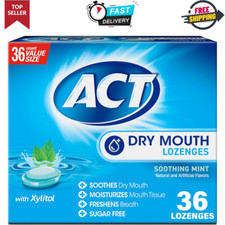 ACT Dry Mouth Lozenges with Xylitol, Soothing Mint - 36 Lozenges Pack Of 1 