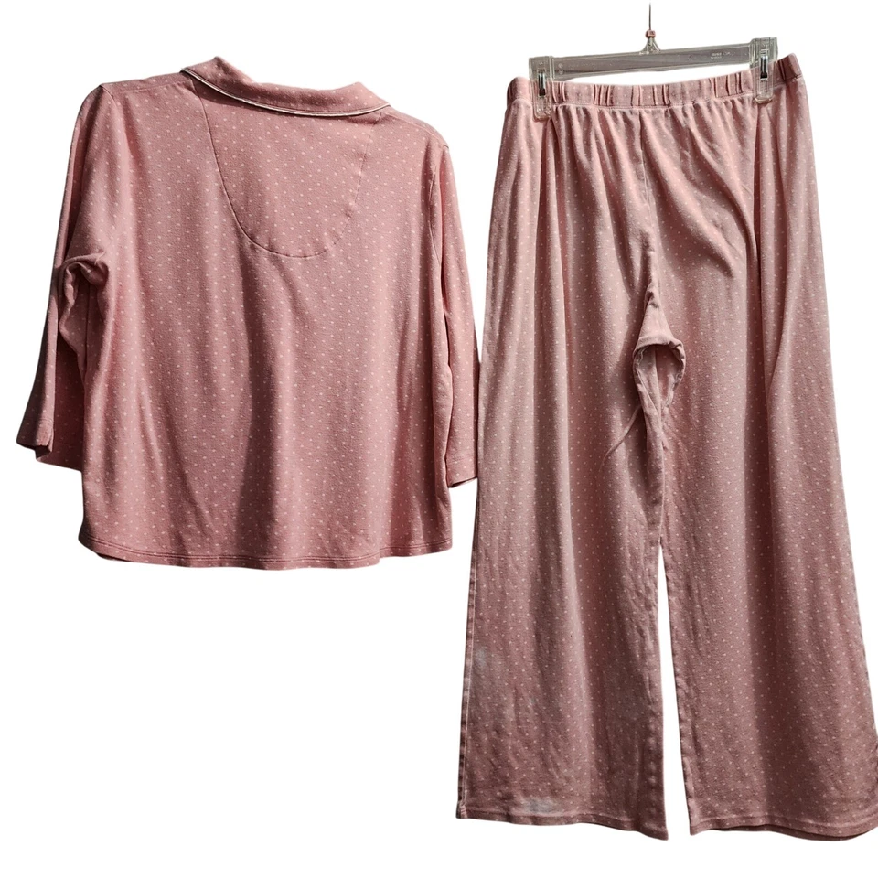 Karen Neuburger Pijama Top e Inferior Ropa de Dormir Ropa de Salón Rosa Lunares Foto 4 de 4