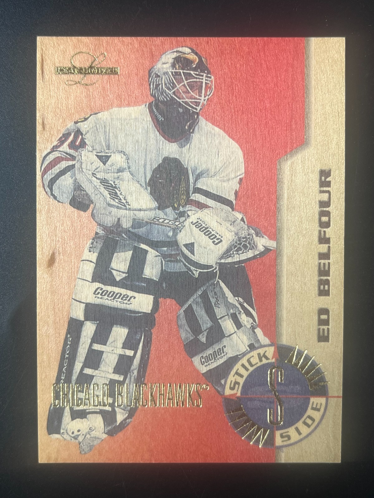 1995-96 Leaf Limited Stick Side /2500 Ed Belfour #8 HOF