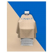 L3VEL3 PROFESSIONAL RUBBER NECK CUTTING CAPE Beige W/ Red Trim