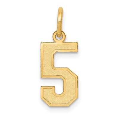 14k Gelbgold kleine Satin Nummer 5 Charm Halskette Damen