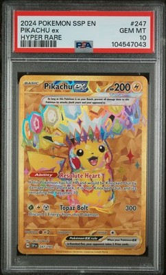 2024 POKEMON SSP EN-SURGING SPARKS HYPER RARE #247 PIKACHU EX PSA 10