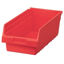 Akro Mils 18 Inch Red Storage Bins Case Of 8 Durable Organizer For Home Use