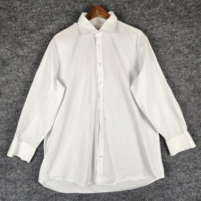 Hawes & Curtis Dress Shirt Mens White Classic Fit Cotton Size 17.5 34