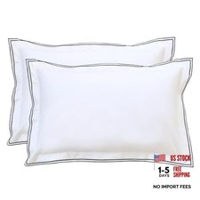 White Standard Pillow Shams Set of Standard 20" x 26" White With Black Trim