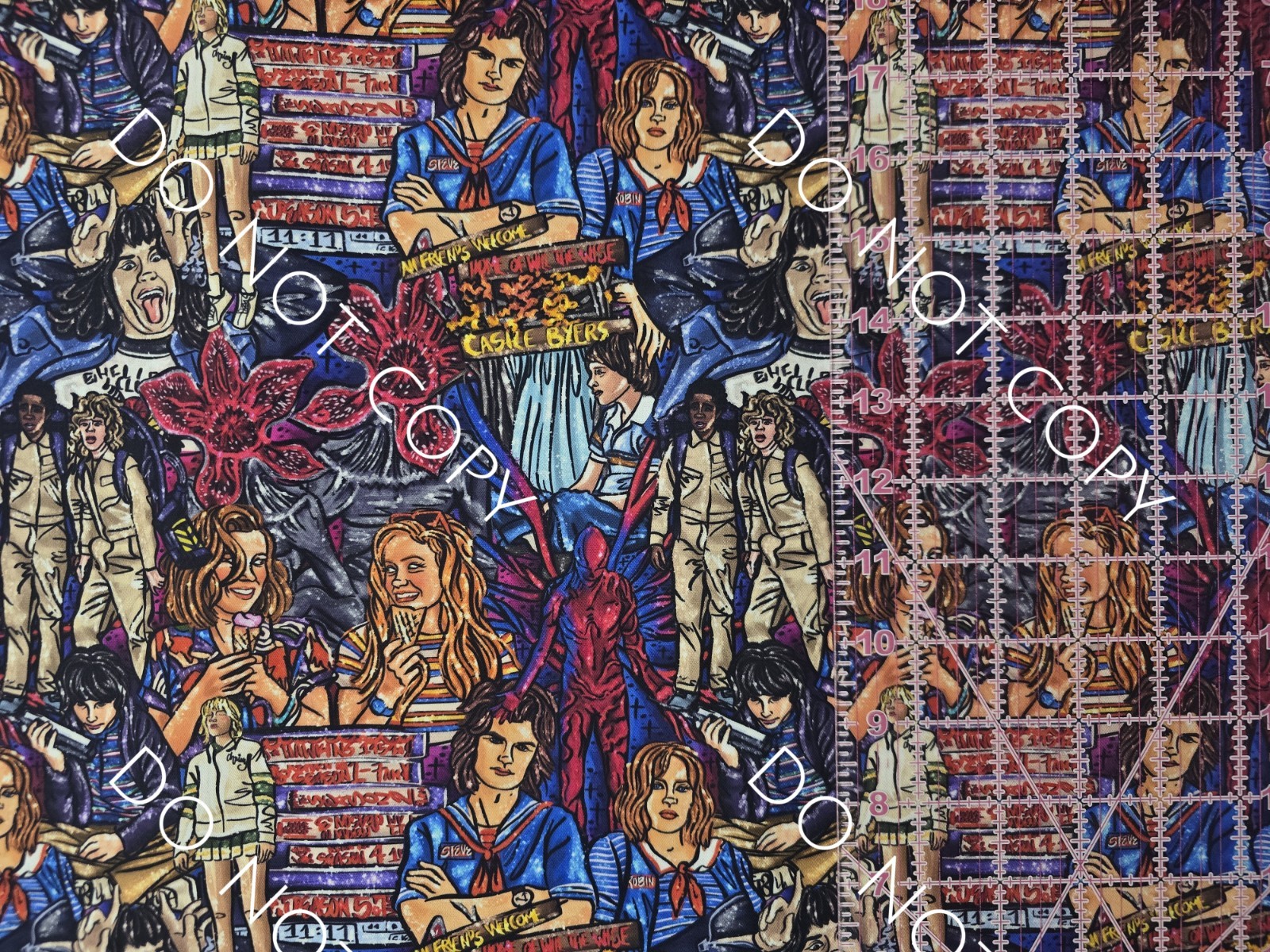 Custom Cotton Woven Fabric TV Show Stranger Things by the 1/4 Yard 9x56 