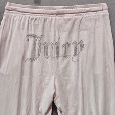 Juicy Couture Light Pink Velour Rhinestone Logo Track Pants Size L Y2K PJ