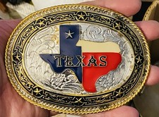 Enamel WMG Texas State Shaped Belt Buckle Lone Star