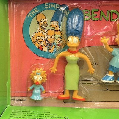 1990 The Simpsons 5 Bendable Vintage Family Set Action Figures by