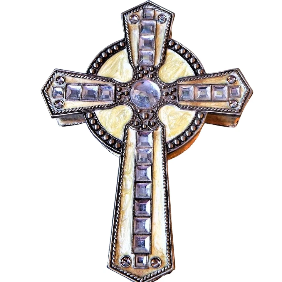 Cativante caixa de bugigangas cruz celta strass 6" - Imagem 2 de 4