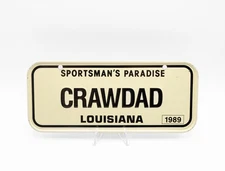 Vintage 1989 Louisiana Sportsman's Paradise Crawdad Mini Bicycle License Plate