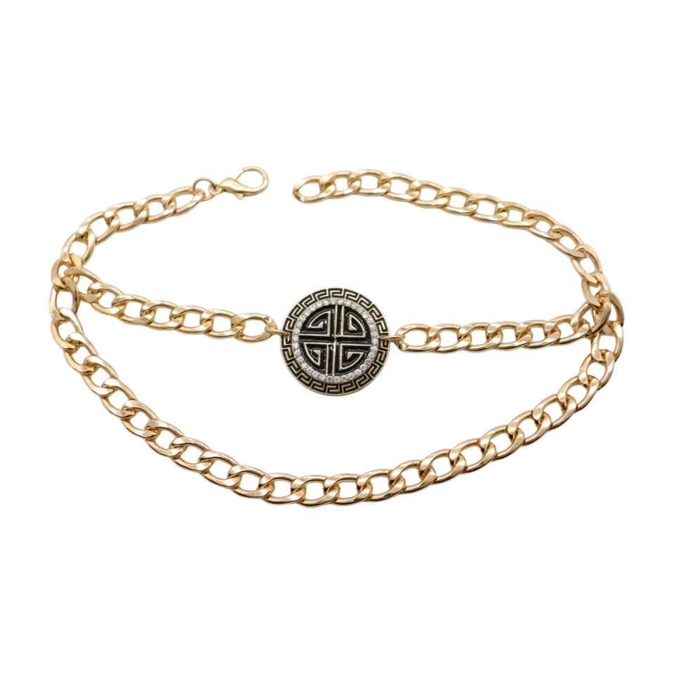 Women 2PCS Gold Metal Boot Chain Bracelet Shoe Anklets Wave Bling Charm Jewelry - Image 3 of 4