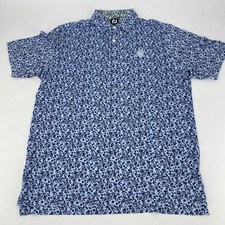 FootJoy FJ Mens Golf Polo Shirt Blue Floral Print Short Sleeve Size M