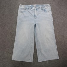 Ava  Viv Jeans Womens 20 Blue Light Wash Wide Leg Raw Hem Distressed Stretch