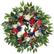 24 Inch 4th of July Wreath, Patriotic Wreaths for Front Door, Red White Blue ...