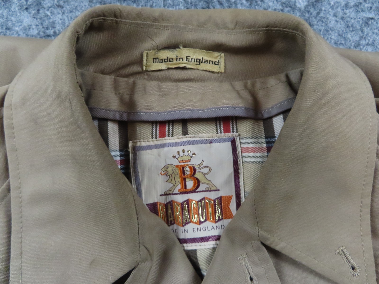 Vintage Baracuta Jacket Mens Chest 48" Khaki Flannel Lined Diolan Trench Coat
