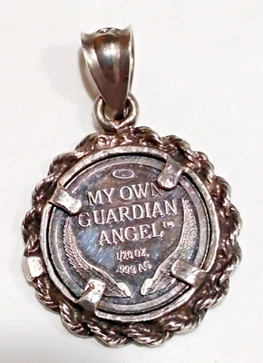 Vintage My Own Guardian Angel 999 Pure Silver-Medallion-Pendant Religous Jewelry