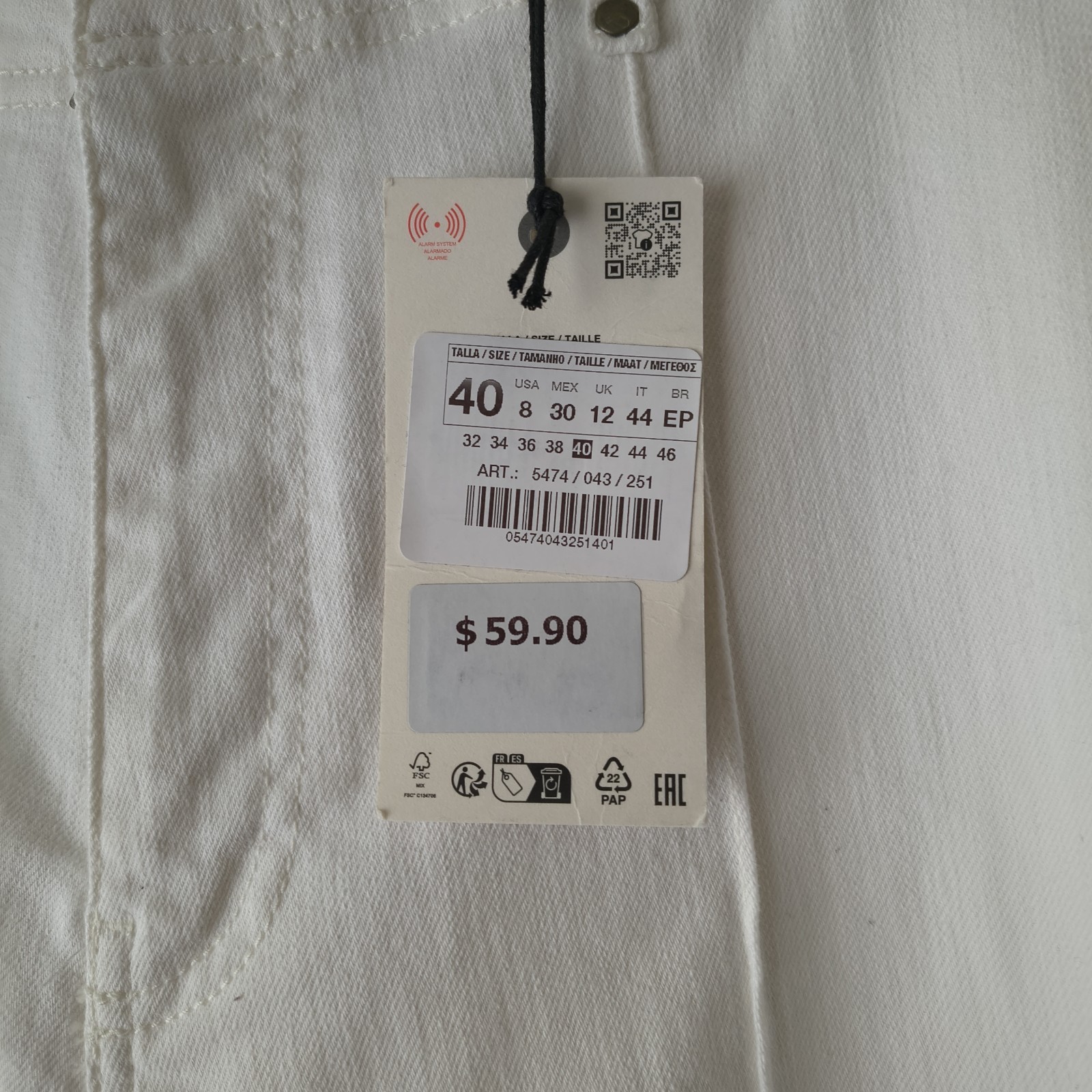 Zara White Wide Leg Tailored Jeans NWT Size 8 thumbnail 3